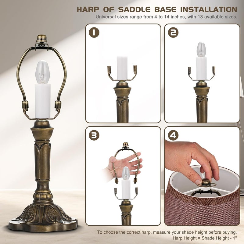 GooChan Lamp Shade Harp, Antique Brass Lamp Harp Frame Lampshade Bracket, Detachable Shade Holder for Floor or Table Light (Bronze, 5-Inch) - Image 3